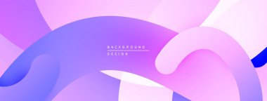 Soyut akışkan şekiller, değişken renkler, mor renkler dizaynın baskın renkleri. Yumuşak eğriler dinamik arkaplan dokusu oluşturur.