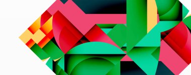 Soyut geometrik bileşim. Kalın renkler kesişiyor, dinamik görsel deneyim yaratıyor. Şekiller çakışıyor, karmaşık desenler oluşturuyor.