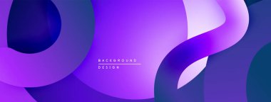 Soyut sıvı şekiller, mor renkler tasarımda baskın. Yumuşak eğimler dinamik bileşim yaratır, modern estetik..