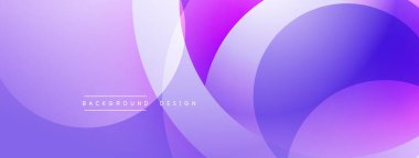 Soyut mor arkaplan. Üst üste binen daireler dinamik görsel efekt yaratır. Dijital projeler için modern tasarım.