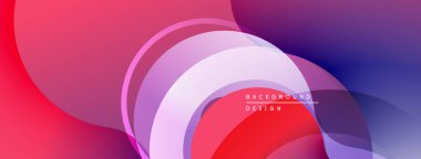 Soyut akışkan şekiller, canlı gradyanlar. Pembe, mor, mavi renkler kusursuz bir şekilde modern tasarım yaratıyor. Yumuşak eğriler kompozisyona hakim.