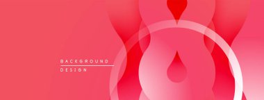 Soyut kırmızı arkaplan. Üst üste binen daireler dinamik görsel efekt yaratır. Yumuşak eğimler, modern tasarım elementleri mevcut.
