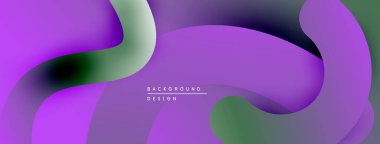 Soyut mor, yeşil katmanlar akıcı ve modern bir zemin oluşturuyor. Düz şekiller örtüşür, dinamik görsel deneyim sunar.