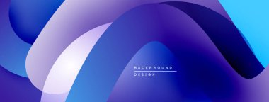 Soyut akışkan şekiller, canlı maviler, morlar modern arka plan yaratır. Gradyan renkler düz görsel deneyim sunar.