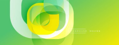 Soyut katmanlar canlı yeşil, sarı bir tasarım yaratıyor. Pürüzsüz şekiller örtüşür, dinamik görsel efekt oluşturur. Modern arkaplan ögesi.