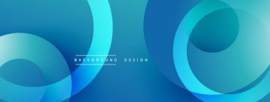 Mavi soyut arka plan. Üst üste binen daireler dinamik görsel efekt yaratır. Sancaklar ve web siteleri için modern tasarım uygun. Yumuşak gradyanlar.