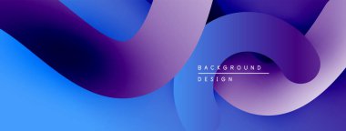 Soyut akışkan şekiller, canlı mavi mor gradyanlar. Arka planlar ve sunumlar için modern tasarım öğesi. Düz eğriler dinamik bileşim oluşturur.