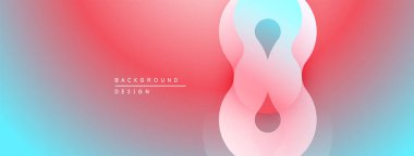 Soyut eğim arkaplanı. Yumuşak pembe, mavi renk karışımı. Merkezi figür sonsuzluğu andırıyor, sıvı şekilleri mevcut. Minimalist tasarım.