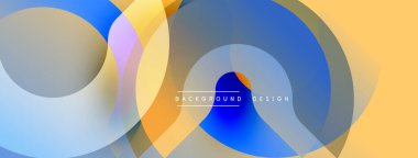 Soyut renkli çakışan daireler dinamik arkaplan oluşturur. Gradyan renkler harmanlanarak modern görsel kompozisyon oluşturur.