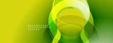 Soyut, enerjik bir arkaplan. Üst üste binen daireler dinamik görsel efekt yaratır. Gradyan tonları sarıdan yeşile dönüşüyor. Modern tasarım ögesi.