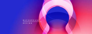 Soyut gradyanlar katmanlı dairesel şekiller yaratırlar. Canlı maviler pembelere, kırmızılara dönüşüyor. Arka planlar için modern tasarım ögesi.