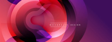 Soyut eşmerkezli çemberler, canlı gradyanlar. Kırmızı, mor renkler düzgün bir şekilde harmanlanır. Arkaplan ve afişler için modern tasarım ögesi.