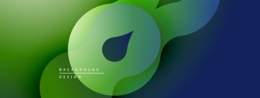 Soyut yeşil mavi eğim katmanları. Modern tasarım, pürüzsüz şekiller, akıcı şekiller. Minimalist arkaplan dokusu, dinamik kompozisyon.