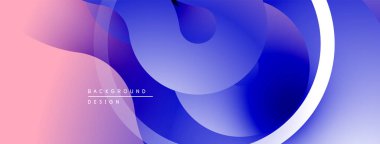 Soyut sıvı şekiller, canlı renklerin karışımı. Gradyan pembe, mor, mavi modern tasarım yaratır. Düz eğriler, dinamik bileşim.