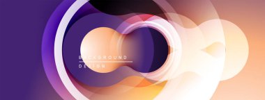 Soyut daireler, eğimler, pürüzsüz şekiller. Modern tasarım, canlı renkler, dinamik kompozisyon. Projeler için arkaplan ögesi.
