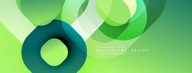 Soyut yeşil tasarım, üst üste binen daireler, gradyanlar. Modern estetik, temiz hatlar, ince doku. Dijital projeler için arkaplan ögesi.