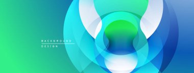 Soyut tasarım özellikleri üst üste biniyor. Renkler maviden yeşile karışıyor. Modern estetik, temiz kompozisyon.