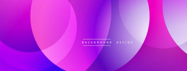 Soyut mor arkaplan. Üst üste binen daireler dinamik görsel efekt yaratır. Sancaklar ve sunumlar için modern tasarım uygun.