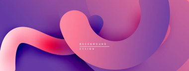 Soyut sıvı şekilleri, canlı pembeler, morlar dinamik bir zemin oluşturur. Modern tasarım, pürüzsüz eğimler görsel ilgi sunar.