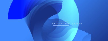 Soyut mavi katmanlar dinamik akış şekilleri yaratır. Modern tasarım metin içerir, arka plan uygulaması önerilir. Yumuşak eğimler görsel derinlik sunar.