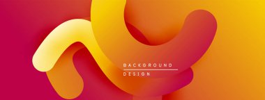 Soyut akışkan şekiller, sıcak renk değişimi. Kırmızı, turuncu, sarı renkler dinamik kompozisyon oluşturur. Modern tasarım ögesi.