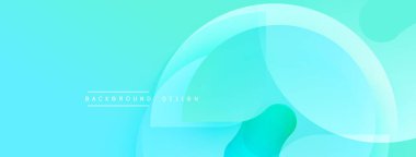 Soyut arkaplan özellikleri üst üste binen şeffaf çemberler. Turkuazın dereceli gölgeleri modern görsel efektler yaratır. Minimalist tasarım.