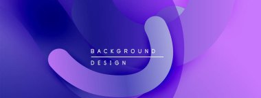 Soyut mor arkaplan. Üst üste binen şekiller dinamik görsel efekt yaratır. Modern tasarım elementleri pürüzsüz eğimler sunar.