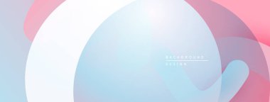 Soyut pastel şekiller kesişir. Yumuşak gradyanlar modern tasarım yaratır. Minimalist estetik, açık renk kompozisyona hakim..