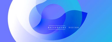 Soyut sıvı şekilleri, mavi renkler baskın gelir. Gradyan katmanlar derinlik yaratır, modern tasarım elementi. Arkaplan teknoloji ve yenilik öneriyor.
