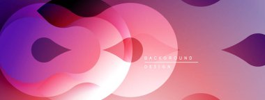 Soyut şekiller örtüşüyor, canlı pembeler, morlar yaratıyor. Modern tasarım akıcılık, derinlik ve görsel ilgiyi çağrıştırıyor. Düzen eğimleri kompozisyona hakim.