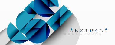 Geometrik şekiller çakışıyor, dinamik mavi gradyanlar yaratıyor. Modern tasarım derinliği, dokuyu, görsel ilgiyi çağrıştırıyor.