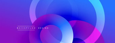 Soyut sıvı şekilleri örtüşür, parlak mor ve mavi renkler yaratır. Arkaplan ve sunumlar için modern tasarım ögesi.