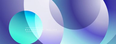 Soyut sıvı şekilleri, üst üste binen daireler, değişken renkler. Modern tasarım, pürüzsüz geçişler, dinamik kompozisyon. Minimalist estetik.