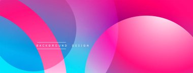 Soyut, enerjik bir arkaplan. Üst üste binen daireler dinamik renk değişimleri yaratır, pembeleri, mavileri, morları harmanlarlar. Modern tasarım ögesi.