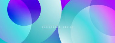 Soyut gradyan çemberler örtüşüyor ve canlı ve modern bir arkaplan oluşturuyor. Mavi, mor renkler dizaynın hakimi, pürüzsüz geçişler sunuyor.