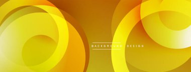 Soyut sarı tasarım, üst üste binen daireler, gradyanlar. Sancaklar, arkaplanlar, sunumlar için modern estetik.