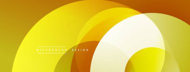 Soyut sarı tasarım, üst üste binen daireler. Gradyan gölgeler derinlik yaratır, modern estetik. Metin arkaplan tasarımı okur.