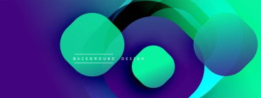 Soyut, canlı çemberler mor ve yeşil renklerle örtüşüyor. Modern tasarım akıcılık, enerji, dinamik bileşim öneriyor. Arkaplan metni arkaplan tasarımı okur.
