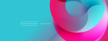 Soyut arkaplan özellikleri üst üste binen renkli şekiller. Canlı mavi, pembe, turkuaz modern tasarım yaratır. Mevcut en küçük metin.