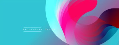 Soyut akışkan şekiller, canlı renkler, modern tasarım. Gradyan arka plan dinamik görsel efekt yaratır. Metin arkaplan tasarımı okur.