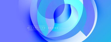 Soyut mavi katmanlar dinamik dairesel desen oluşturur. Eğim gölgeleri derinlik ve modern tasarım unsurları sunar.