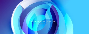 Soyut mavi tasarım katmanlı dairesel şekiller içerir. Gradyan renkler dinamik görsel efekt yaratır. Modern, temiz estetik.