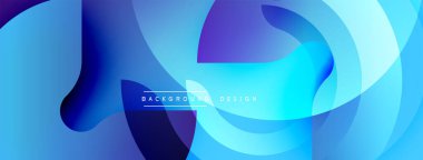 Soyut sıvı şekilleri, mavi renkler baskın gelir. Modern tasarım, pürüzsüz gradyanlar dinamik görsel efekt yaratır. Arkaplan teknoloji ve yenilik öneriyor.
