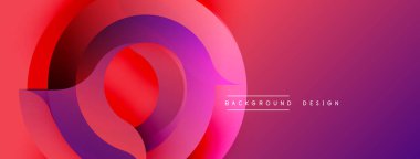 Soyut gradyan çemberler çakışıyor, dinamik görsel efekt yaratıyor. Pembe, mor renkler kompozisyona hakim. Modern tasarım ögesi.