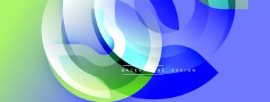 Soyut sıvı şekilleri örtüşür, parlak mavi, yeşil gradyanlar yaratır. Modern tasarım yumuşak gölgeler, dinamik kompozisyon içerir.