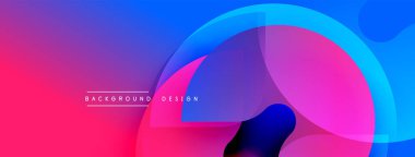 Soyut eğim arkaplanı. Canlı pembe, mavi renkler pürüzsüz bir şekilde harmanlanır. Üst üste binen şekiller dinamik görsel efekt yaratır. Modern tasarım ögesi.