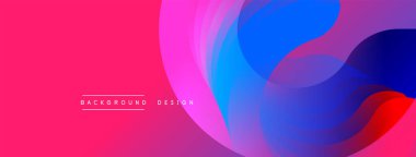 Canlı soyut arkaplan özellikleri üst üste binen renkli çemberler. Pembe, mavi renkler dinamik görsel efekt yaratır. Modern tasarım ögesi.