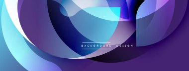 Soyut sıvı şekilleri örtüşür, dinamik mavi, mor gradyanlar yaratır. Modern tasarım metin arkaplanı, tasarım içerir. Yumuşak kıvrımlar hareketi gösterir.