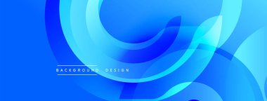 Soyut mavi arkaplan. Üst üste binen katmanlar dinamik, akışkan şekiller yaratır. Gradyan etkisi olan modern tasarım. Basit metin arkaplan tasarımı okur.