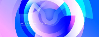 Soyut tasarım canlı eşmerkezli daireler içerir. Gradyan renkler mor, mavi ve cyan karışımı dinamik görsel efekt yaratır. Modern arkaplan ögesi.